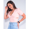 Blusa Atacado Cropped Feminina Revanche Luiza Rosa Claro Frente