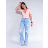 Blusa Atacado Cropped Feminina Revanche Luiza Rosa Claro Look
