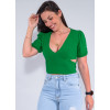 Blusa Atacado Cropped Feminina Revanche Luiza Verde Lateral