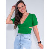 Blusa Atacado Cropped Feminina Revanche Luiza Verde Frente