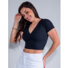Blusa Atacado Cropped Feminina Revanche Mariah Preto Frente