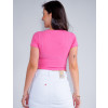 Blusa Atacado Cropped Feminina Revanche Mariah Rosa Chiclete Costas