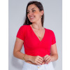 Blusa Atacado Cropped Feminina Revanche Mariah Rosa Escuro Detalhe Frente