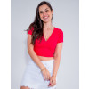 Blusa Atacado Cropped Feminina Revanche Mariah Rosa Escuro Frente