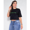 Blusa Atacado Cropped Feminino Revanche No Photos Preto Lado