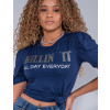 Blusa Atacado Feminina Revanche Tainara Azul Marinho Detalhe Frente