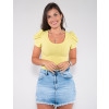 Blusa Atacado Manga Bufante Feminina Revanche Mariane Amarelo Frente