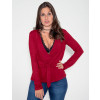 Blusa Atacado Manga Longa e Top Feminina Revanche Georgetown Bordo Frente 2