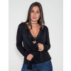 Blusa Atacado Manga Longa e Top Feminina Revanche Georgetown Preto Frente 2