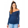 Blusa Atacado Ombro a Ombro Feminina Revanche Atlanta Azul Marinho Frente