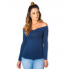 Blusa Atacado Ombro a Ombro Feminina Revanche Atlanta Azul Marinho Frente