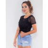 Blusa Atacado Sobreposição Feminina Revanche Maurícia Preto Lado