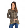 Blusa Atacado Tricot Foil Feminino Revanche Nairobi Dourado Padrão Lateral