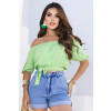 Blusa Ciganinha Com Amarração Atacado Feminina Revanche Salitre Verde Claro