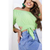 Blusa Ciganinha Com Amarração Atacado Feminina Revanche Salitre Verde Claro