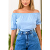 Blusa Ciganinha Com Amarração Atacado Feminina Revanche Salitre Azul Claro