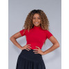 Blusa Cropped Atacado Gola Alta Feminina Nauru Vermelho Detalhe Frente