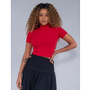 Blusa Cropped Atacado Gola Alta Feminina Nauru Vermelho Frente