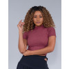 Blusa Cropped Atacado Gola Alta Feminina Nauru Vinho Detalhe Frente