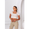 Blusa cropped de tricot com decote a fio atacado feminina Revanche Abatiá Off-White