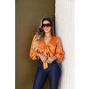 Blusa De Cetim Com Amarração Atacado Feminina Revanche Deena Caramelo
