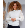 Blusa De Tricot Manga Bufante Atacado Feminina Revanche Delci Off-White