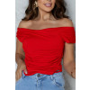 Blusa franzida com transpasse atacado feminina Revanche Jesenice Vermelho