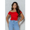 Blusa franzida com transpasse atacado feminina Revanche Jesenice Vermelho
