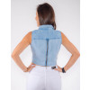 Blusa Jeans Atacado Cropped Feminino Revanche Hyeres Azul Costas