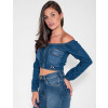 Blusa Jeans Atacado Manga Longa Feminina Ravanche Terre Lateral