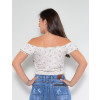 Blusa Ombro a Ombro Atacado Bordado Azul Feminina Revanche Desiree Bege Costas