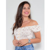 Blusa Ombro a Ombro Atacado Bordado Feminina Revanche Desiree Marrom Frente