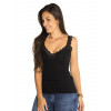 Blusa Regata Atacado Alça em Renda Feminina Revanche Lille Preta Frente
