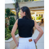 Blusa Regata Cropped Tricot Cacharrel Atacado Feminina Revanche Nitara preto