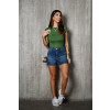 Blusa Baby Look Básica Poliamida Atacado Feminina Revanche Bunyola verde