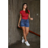 Blusa Baby Look Básica Poliamida Atacado Feminina Revanche Bunyola Vermelho Cereja