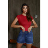 Blusa Baby Look Básica Poliamida Atacado Feminina Revanche Bunyola Vermelho Cereja