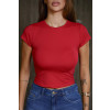 Blusa Baby Look Básica Poliamida Atacado Feminina Revanche Bunyola Vermelho Cereja