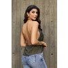 Blusa De Babados Boho Frenter Unica Atacado Feminino Revanche Esmirna Verde Musgo