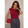 Blusa Franzida Decote Redondo Atacado Feminino Revanche Anxia Vinho