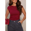 Blusa Franzida Decote Redondo Atacado Feminino Revanche Anxia Vinho