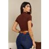 Blusa Gola Alta Atacado Feminina Revanche Juliobona Marrom Escuro