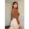 Blusa Manga Longa Com Pregas Atacado Feminino Revanche Abrito Marrom