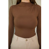 Blusa Manga Longa Com Pregas Atacado Feminino Revanche Abrito Marrom
