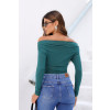 Blusa Ombro A Ombro Manga Longa Franzida Atacado Feminina Revanche Lousonna Verde Pinho