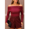 Blusa Ombro A Ombro Manga Longa Franzida Atacado Feminina Revanche Lousonna Vinho