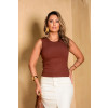 Blusa Regata Com Abertura Nas Costas Atacado Feminino Revanche Cartenas Marrom Escuro