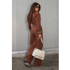 Calça Wide Leg Recorte Lateral Atacado Feminino Revanche Colossas Marrom