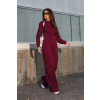 Calça Wide Leg Recorte Lateral Atacado Feminino Revanche Colossas Vinho