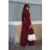 Calça Wide Leg Recorte Lateral Atacado Feminino Revanche Colossas Vinho